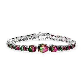 D&rsquo;joy Wassermelonen Quarz Triplette Armband ca. 20 cm 925 Silber rhodiniert ca. 30,27 ct.