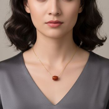 D'Joy Rote Jade Halskette ca. 50 cm 925 Silber vergoldet ca. 18,00 ct.