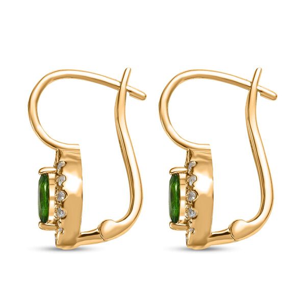 Nat&uuml;rlicher Chromdiopsid, wei&szlig;er Zirkon Ohrringe 925 Silber vergoldet ca. 0.97 ct image number 4