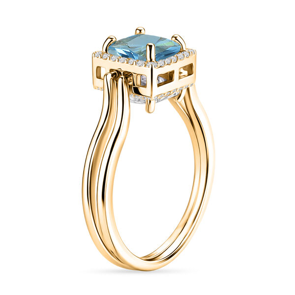 Wei&szlig;er Zirkonia, Blau Kristall Ring Nickelfreies Messing (Gr&ouml;&szlig;e 20.00) image number 4