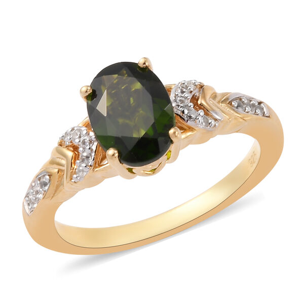 Natürlicher Chromdiopsid und Zirkon Ring 925 Silber vergoldet  ca. 1,40 ct image number 4