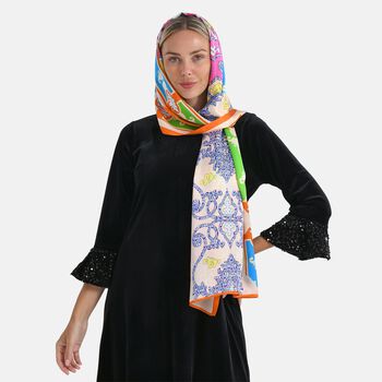 LA MAREY Signature Seidenschal aus 100% Maulbeerseide, 55 x 170 cm, Mehrfarbig