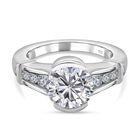 88 Facetten Moissanit Ring, 925 Silber platiniert (Größe 20.00) ca. 2.08 ct