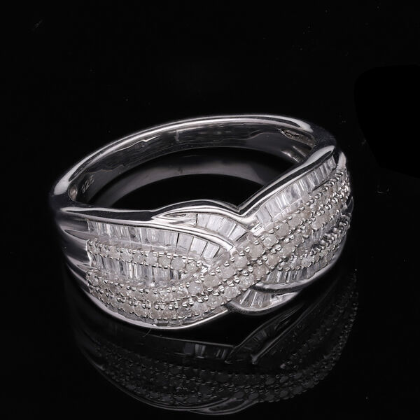 Weißer Diamant Ring, 925 Silber platiniert, (Größe 18.00) ca. 1.00 ct image number 1