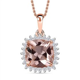 AAA Morganit, Weißer Diamant Schmuckset ca. 50 cm 417 Gold ca. 4,14 ct.