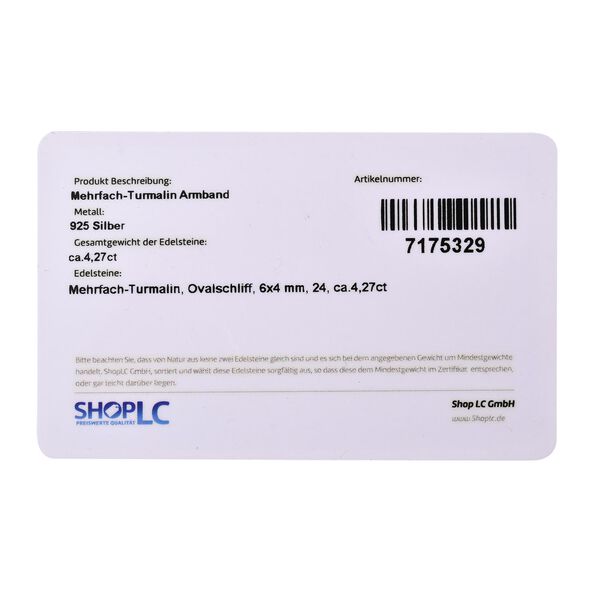 Nat&uuml;rliches mehrfarbig - Turmalin Armband, ca. 19 cm, 925 Silber platiniert ca. 4.27 ct image number 6