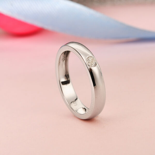 Diamant zertifiziert I2-I3 Band Ring 375 Wei&szlig;gold image number 2