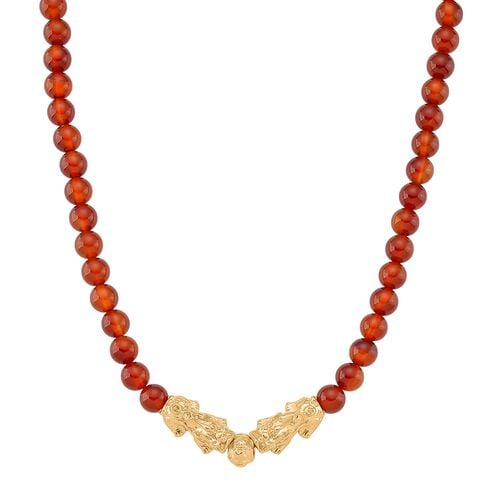 Roter Achat Halskette ca. Flexibles cm Standard gelb vergoldet ca. 330,00 ct. image number 0