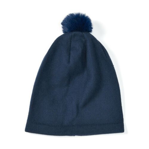 LA MAREY 2er-Set Kaschmir Mützen und Handschuhen mit Mikroplüsch-Futter, Marineblau image number 1