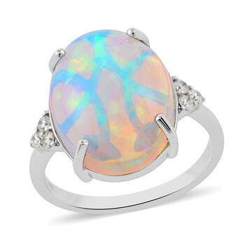 ILIANA AAAA nat&uuml;rlicher, &auml;thiopischer Opal und Diamant-Ring, SI G-H, 750 Wei&szlig;gold (Gr&ouml;&szlig;e 20.00) ca. 7.10 ct