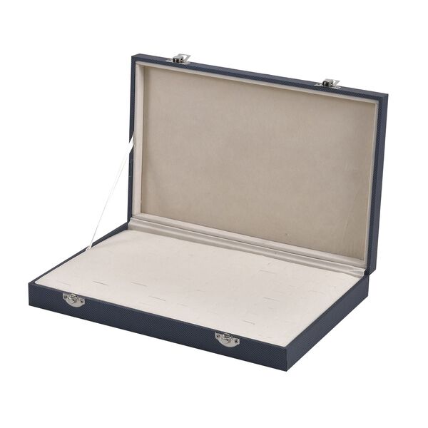 Moderne Ringschatulle aus Kunstleder mit zwei Verschl&uuml;ssen, 29x18.5x4cm, Blau image number 5