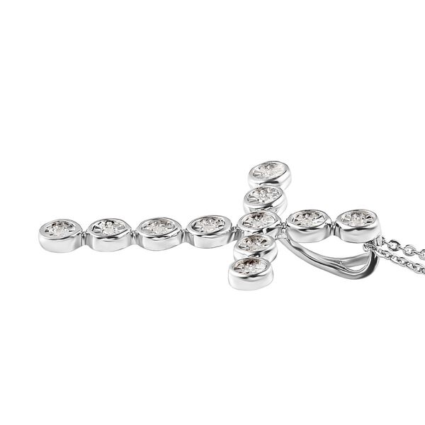 Weißer Diamant Kreuz-Anhänger mit Kette, 925 Silber platiniert ca. 0.10 ct image number 4
