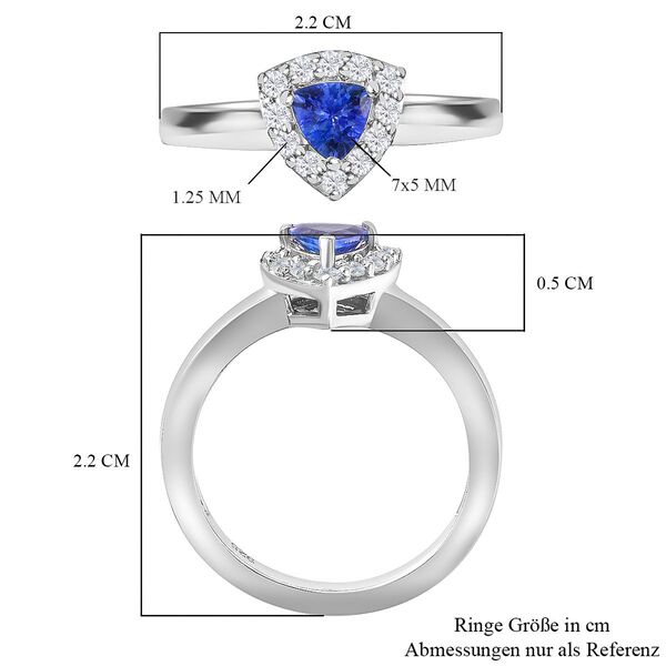 AA Tansanit und Zirkon Ring 925 Silber Platin-Überzug image number 6