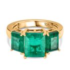 Smaragd-Quarz Triplette Ring 925 Silber 750 Gelbgold Vermeil (Größe 20.00) ca. 5,23 ct