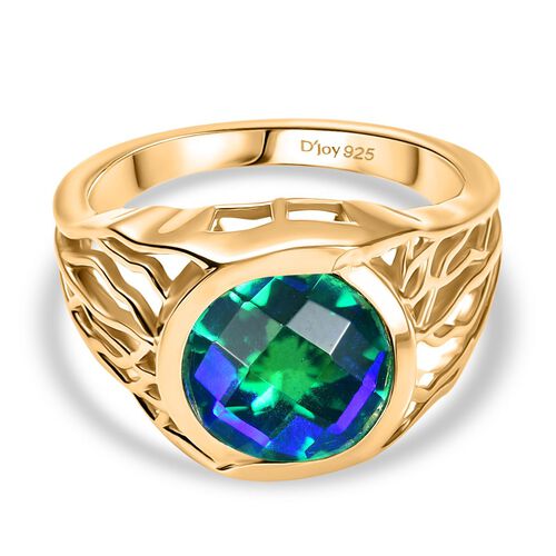 D’joy Pfau Quarz Triplette Ring 925 Silber 750 Gelb Vergoldet (Größe 16.00) ca. 3,41 ct image number 0