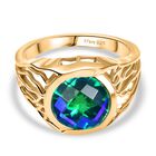 D’joy Pfau Quarz Triplette Ring 925 Silber 750 Gelb Vergoldet (Größe 16.00) ca. 3,41 ct