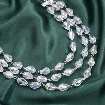 Wei&szlig;es Glas Halskette, ca. 56 cm, Eisen