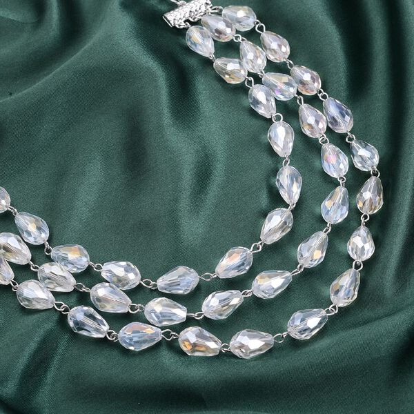 Wei&szlig;es Glas Halskette, ca. 56 cm, Eisen image number 1