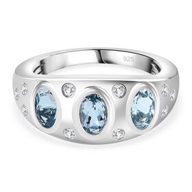 Espirito Santo AA Aquamarin und Zirkon Ring, ca. 1.39 ct.