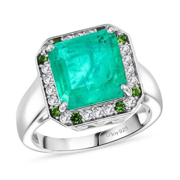 D'Joy AAA Smaragd Triplett Quarz, Chromdiopsid und Zirkon Ring - 5,64 ct.