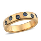 Blauer Saphir Band Ring 925 Silber 585 Vergoldet image number 3