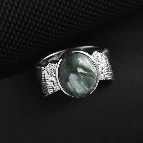 Sibirischer Seraphinite Ring Edelstahl (Gr&ouml;&szlig;e 17.00) ca. 4,76 ct image number 2