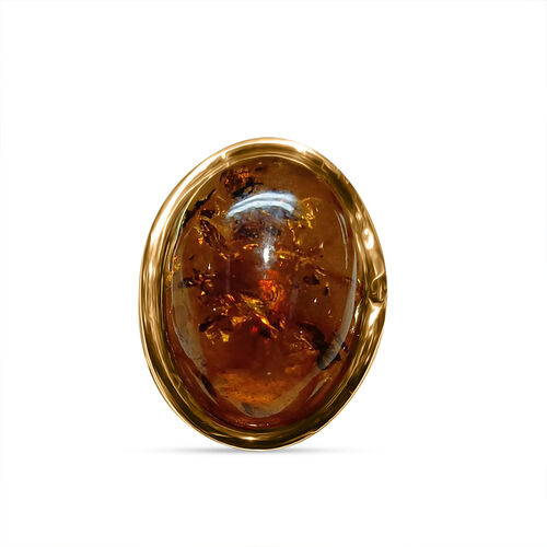 Flexibles Bernstein Ring, 925 Silber vergoldet image number 0