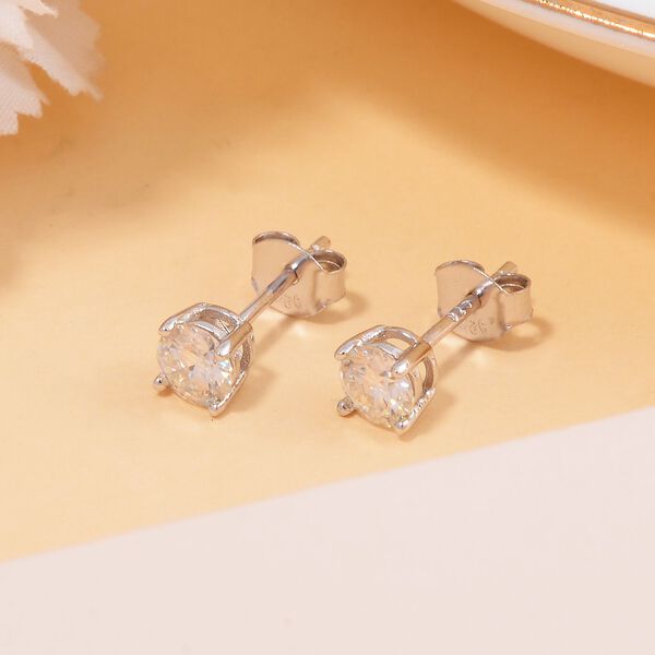 Moissanit Ohrringe 925 Silber platiniert ca. 0,88 ct. image number 7