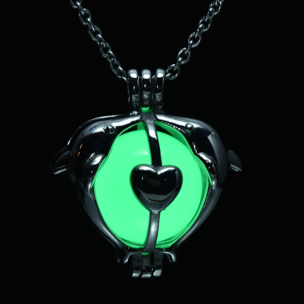 Fluoreszierender Delfin-Anh&auml;nger mit Kette, ca. 50 cm, Edelstahl image number 3