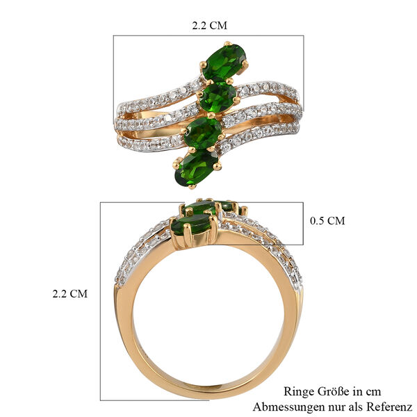 Nat&uuml;rlicher Chromdiopsid und Zirkon Ring 925 Silber vergoldet  ca. 1,38 ct image number 7