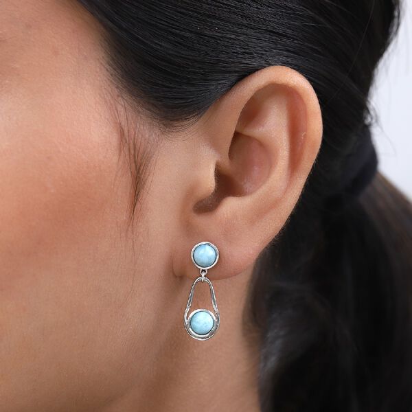Larimar Ohrhänger 925 Silber platiniert ca. 3,14 ct  image number 3