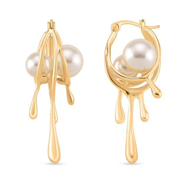 Wei&szlig;er Kristall Ohrringe, Legierung emailliert, Goldfarben image number 3