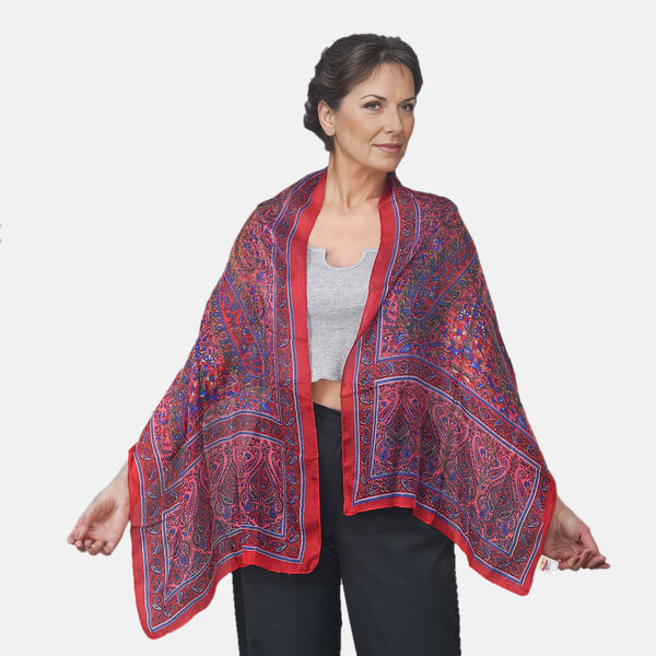 Bedruckter Schal aus 100% Seidensatin, Koralle image number 2