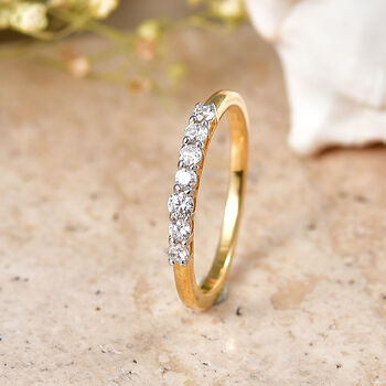 D'Joy SI-GH Labor Diamant Ring, 925 Silber 750 Gelbgold Vermeil - 0,25 ct.
