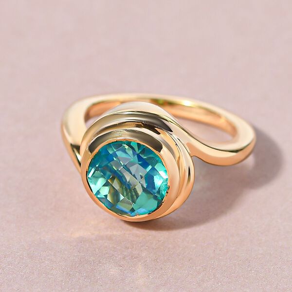 Pfau Triplett Quarz-Ring, 925 Silber vergoldet  ca. 2,95 ct image number 2