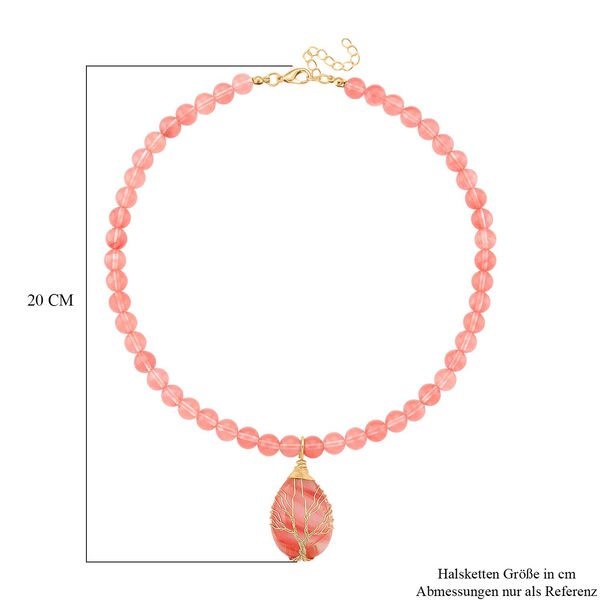 Kirsche Quarz Halskette, ca. 45 cm + 5 cm extender, vergoldet ca. 230.00 ct image number 6