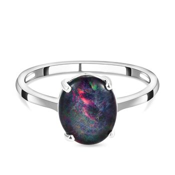 Boulder Opal Triplette-Ring, 925 Silber (Gr&ouml;&szlig;e 16.00) ca. 1.77 ct