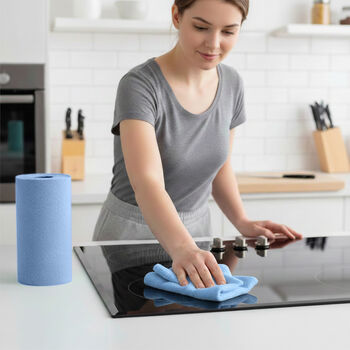 Wiederverwendbare Abrei&szlig;-Mikrofaserrolle, 30x30cm, Hellblau