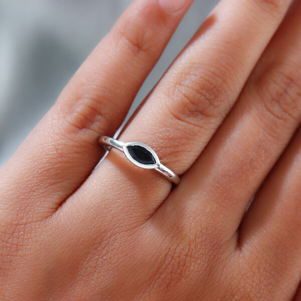 Schwarzer Spinell Solit&auml;r-Ring, 925 Silber  ca. 0,50 ct image number 3