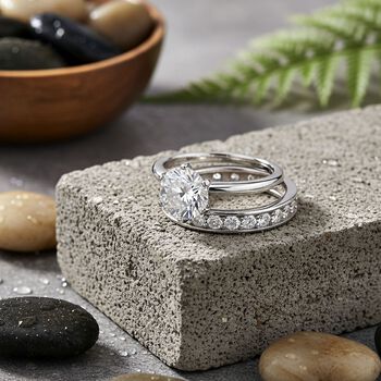 RADIANTA - 2er Set GRA zertifiziert Moissanit (D-VVS) Ring, 925 Silber rhodiniert (Gr&ouml;&szlig;e 21.00) ca. 3.28 ct