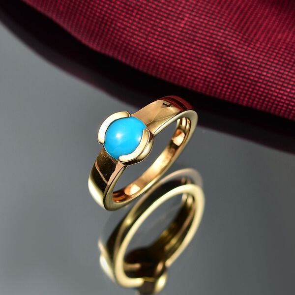 D'Joy AA Sleeping Beauty T&uuml;rkis Ring 925 Silber 750 Gelb Vergoldet (Gr&ouml;&szlig;e 19.00) ca. 1,27 ct image number 1