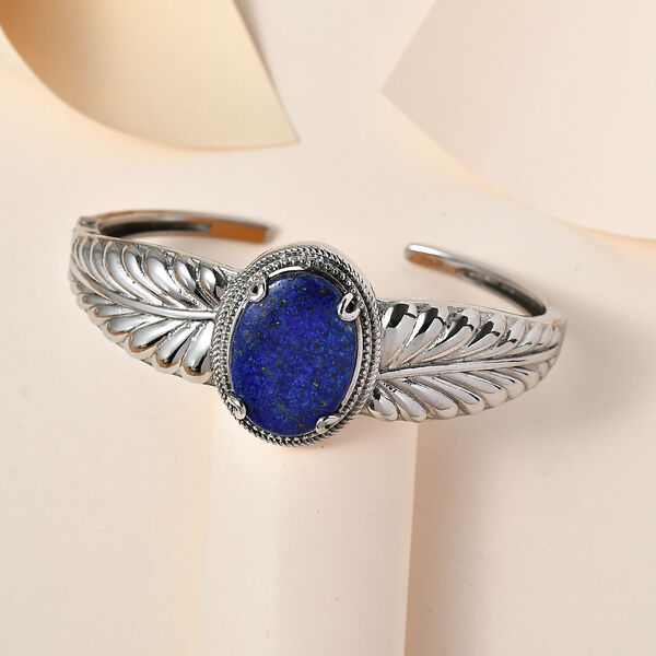 Lapislazuli Armreif, ca. 19 cm, Edelstahl, ca. 22.41 ct image number 1