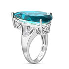 Capri-Blau Triplett Quarz und weißer Zirkon-Ring, 925 Silber platiniert  ca. 14,33 ct image number 4