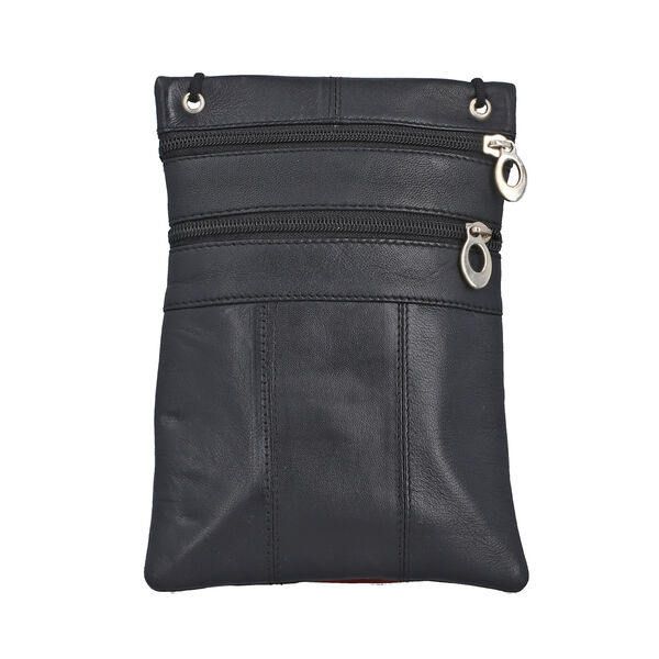 100% Echtleder Crossbody-Tasche, 15.25x19.05 cm, schwarz image number 6