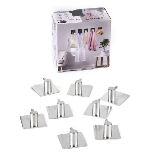 "Set of 8pcs metal hook-Silver Material:iron 430 stainless steel 201 Size:4.5cm Thickness:1.2mm Weight :400g(Set)                                 Max bearing weight: 2-2.5kg" image number 0