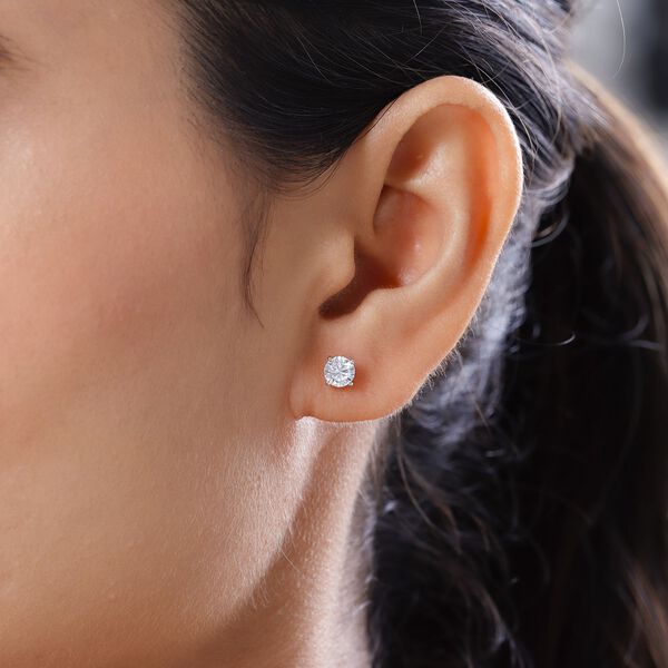 120 Facetten Moissanit-Ohrringe, 925 Silber platiniert ca. 0,88 ct image number 3