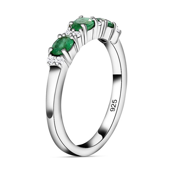 AAA Smaragd und weißer Zirkon-Ring in Silber image number 5