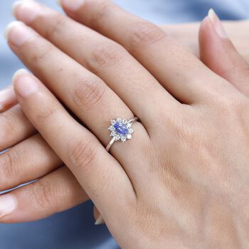 AA Tansanit und Zirkon Ring - 0,97 ct.