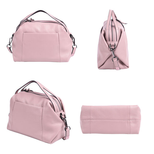 Exklusive Lederkollektion, Umhängetasche, echtes Leder mit Futter, Reißverschluss und mehreren Taschen, Altrosa image number 3