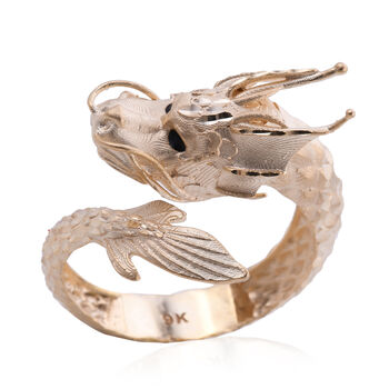 Royal Bali Kollektion - Designer Spiga Drachen-Ring, 375 Gelbgold (Gr&ouml;&szlig;e 18.00) ca. 3,01g